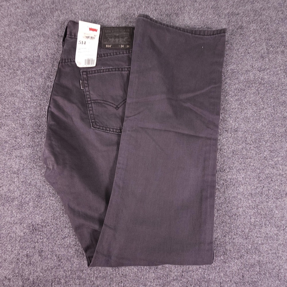 Levis 514 Jeans Mens 34x34 Charcoal Gray Denim Slim Straight Sits Below Waist